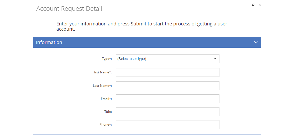 Account Request Detail Screen - Information Tab