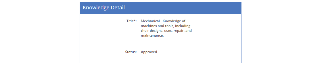 Competencies - Knowledge Detail Tab