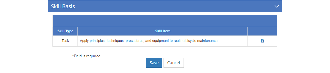 Curriculum Development > Terminal Objective Level Edit - Skill Basis Tab