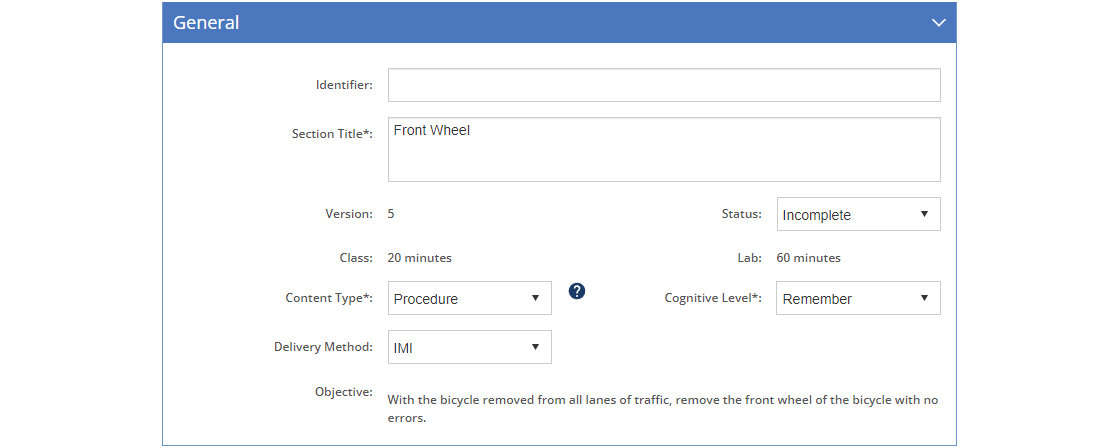 Enabling Objective Level - Edit General Tab