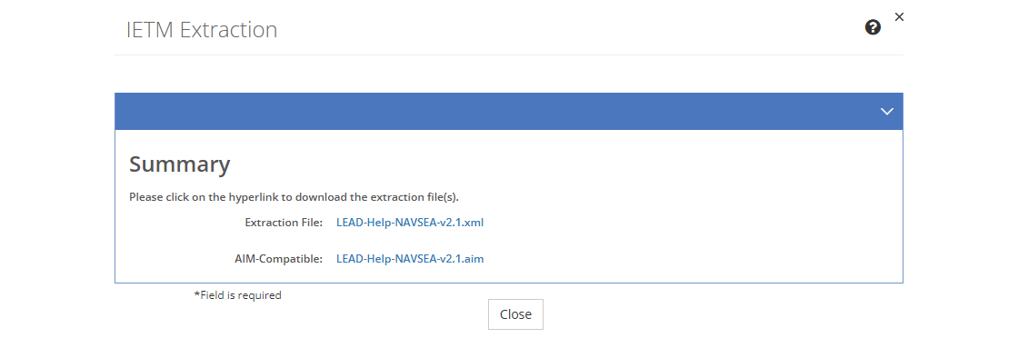 IETM Extraction - Summary Screen IETM Extraction - Summary Screen