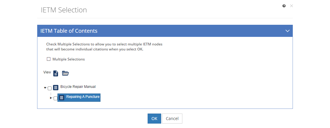 IETM Selection Screen