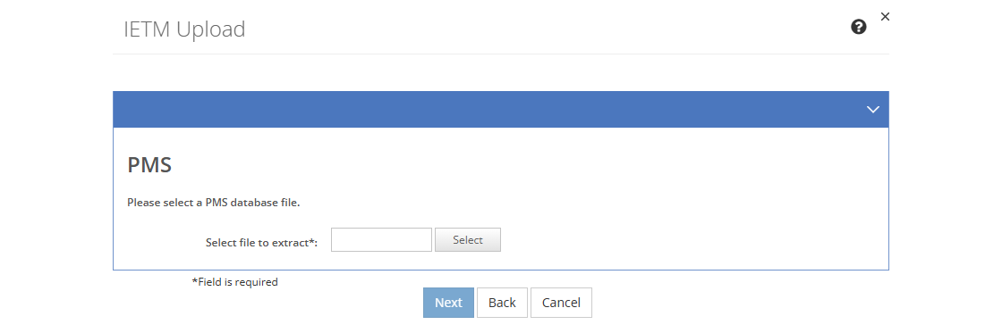 IETM Upload - PMS Screen IETM Upload - PMS Screen
