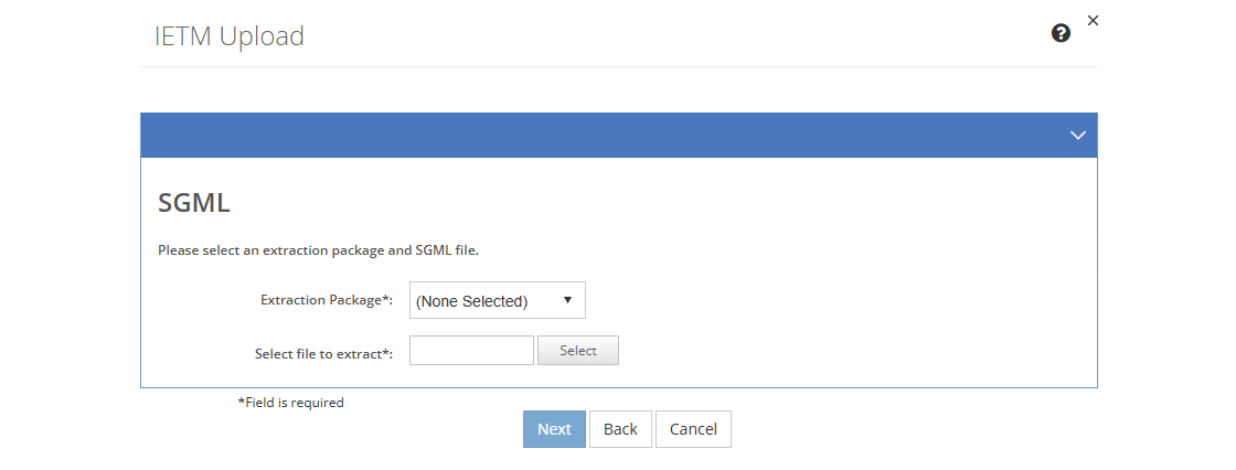 IETM Upload - SGML Screen IETM Upload - SGML Screen