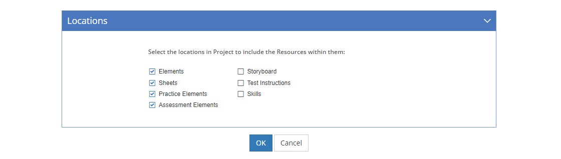 TNA and TMD Resources Output Options - Locations Tab