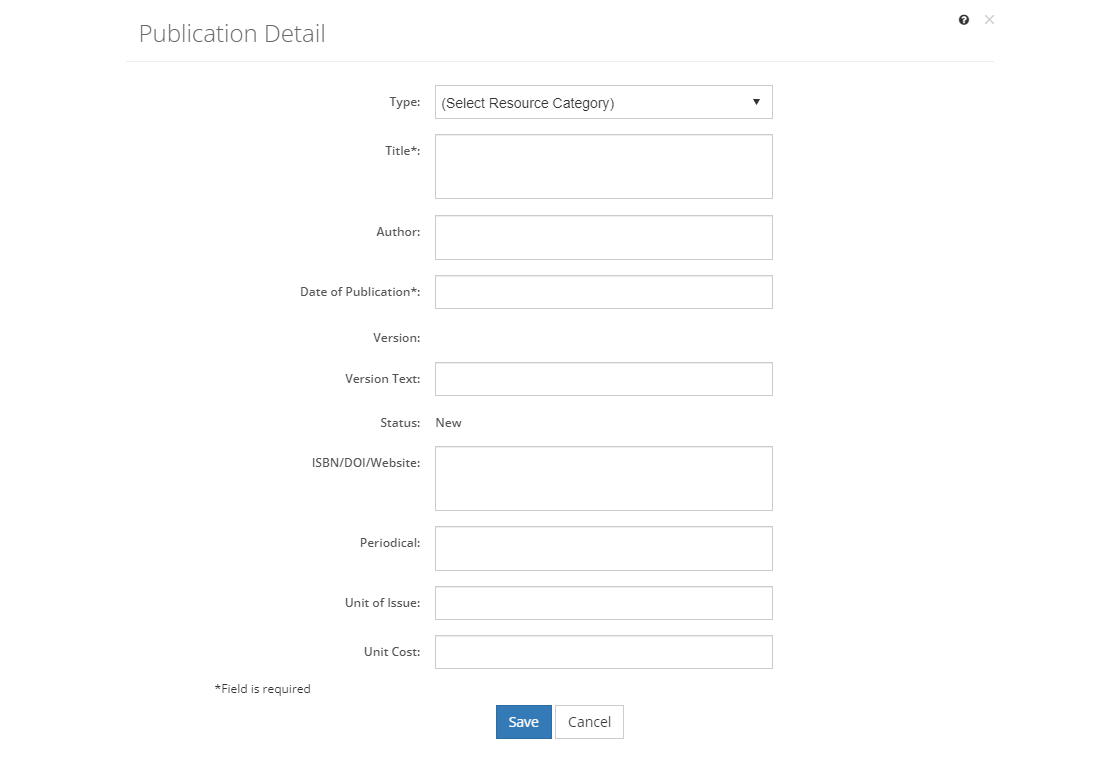 Resources > Publication Detail Screen