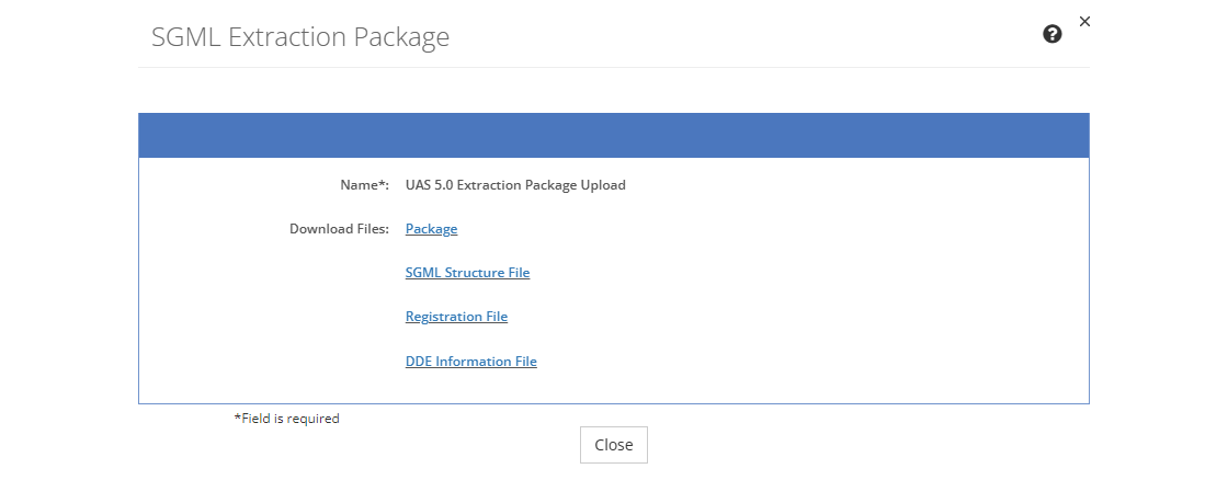 SGML Extraction Package Screen - View SGML Extraction Package Screen - View