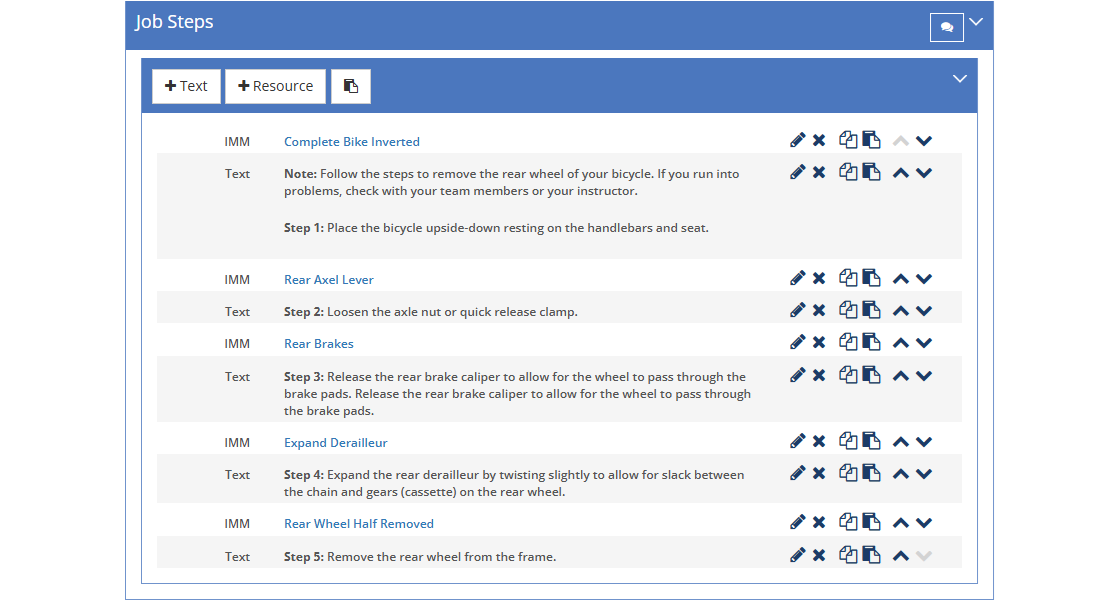 Job Sheet - Job Steps Tab