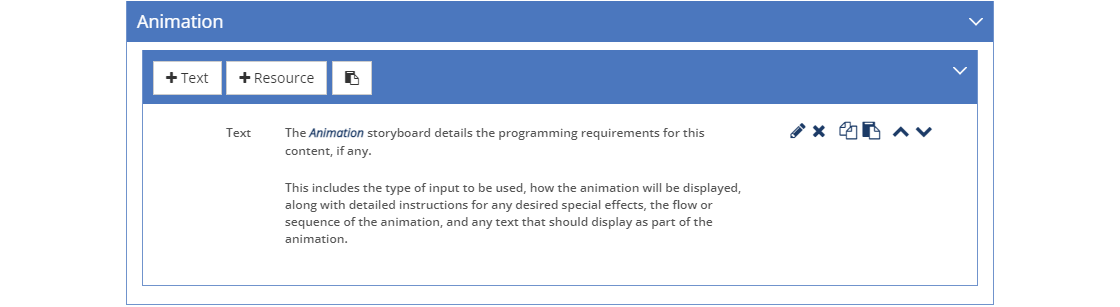 Storyboard - Animation Tab