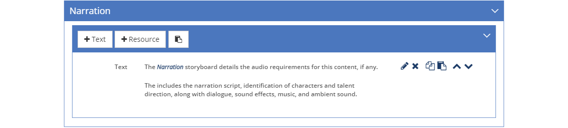 Storyboard - Narration Tab