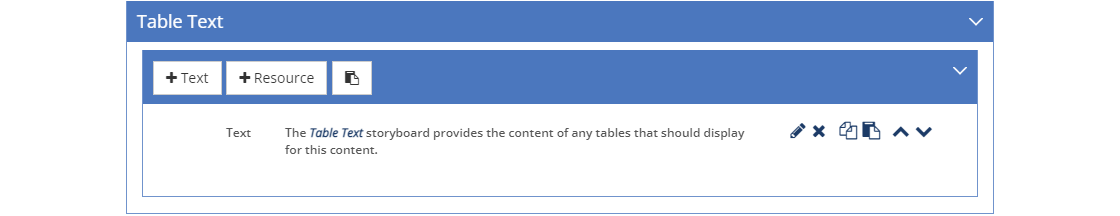 Storyboard - Table Text Tab