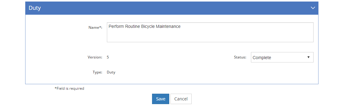 Task Analysis > Skill Detail Screen - Edit Duty Tab