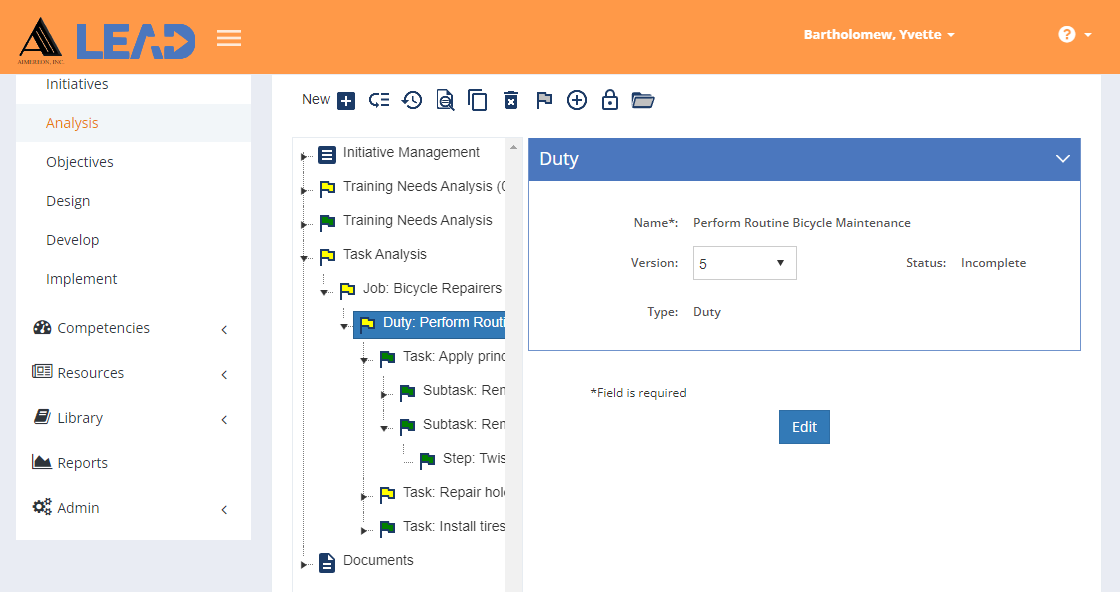 Task Analysis > Duty