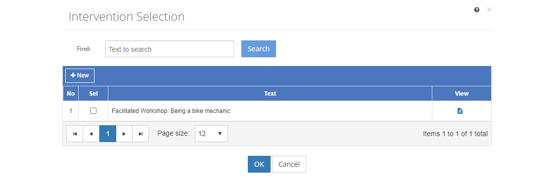 Task Analysis > Intervention Selection Screen