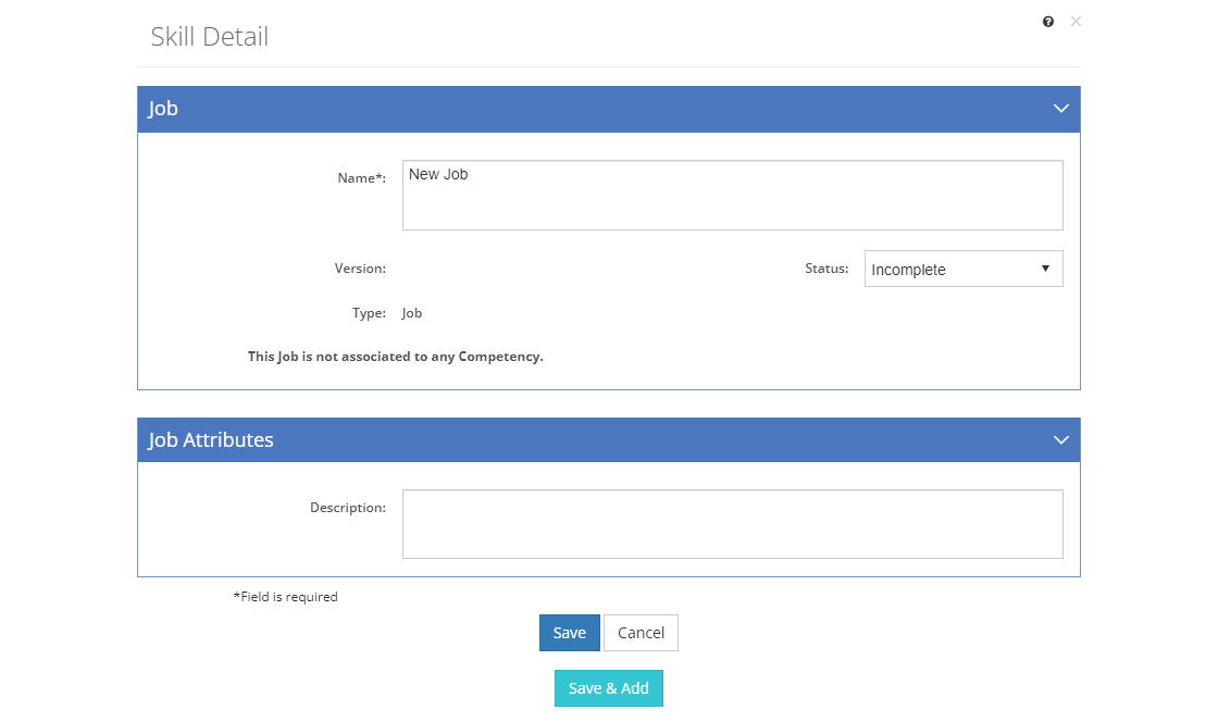 Task Analysis > Skill Detail Screen - New Job