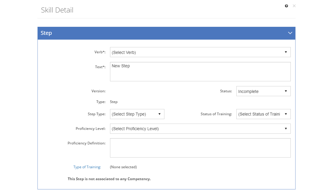 Task Analysis > Skill Detail Screen - New Step