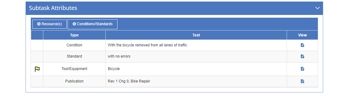 Task Analysis > Skill Detail Screen - Edit Subtask Attributes Tab