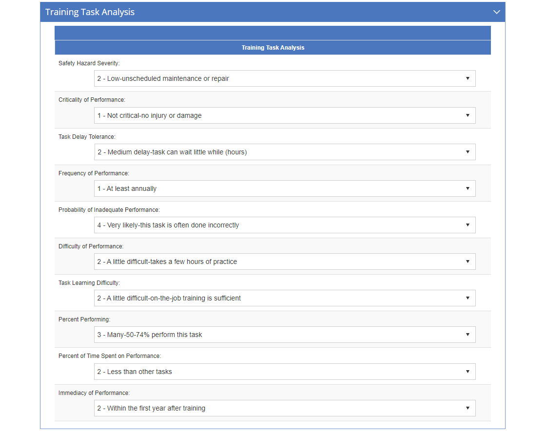 Task Analysis > Skill Detail Screen - Edit Task Analysis Attributes Tab