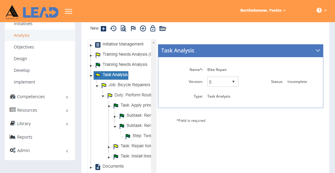 Analysis > Task Analysis