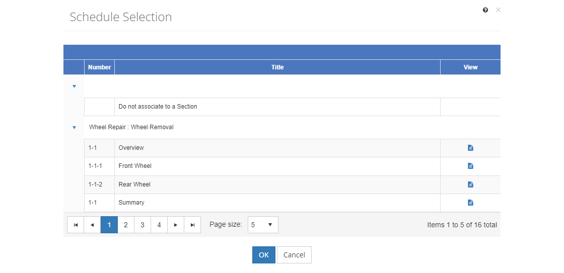 TMD > Schedule Selection Screen