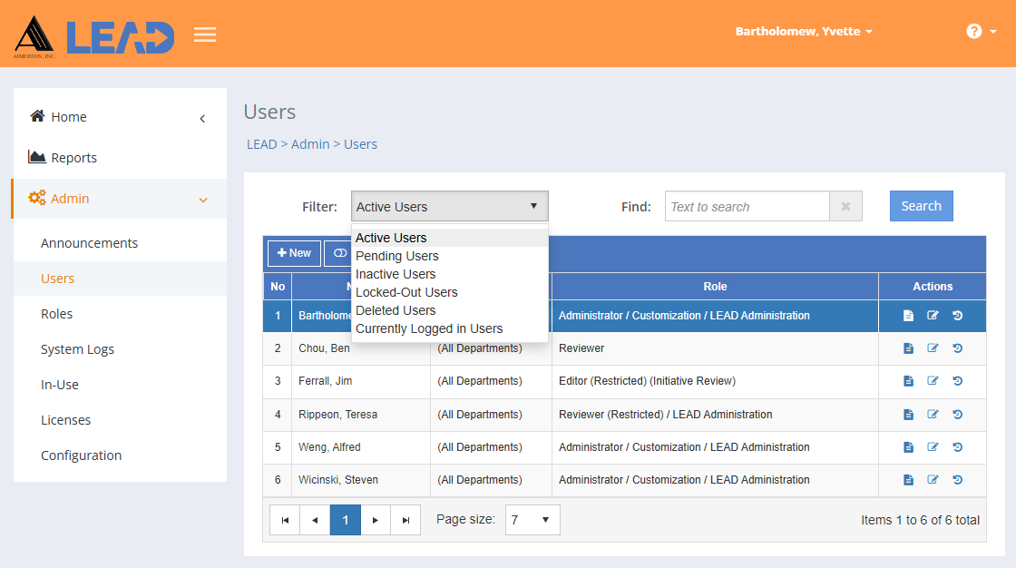 LEAD Administrator - Users