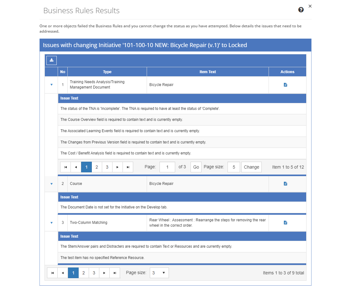 Business Rules Results Screen Business Rules Results Screen