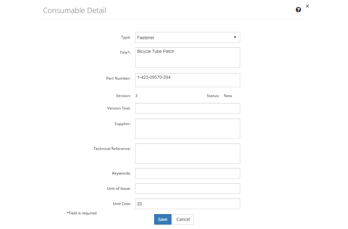 Consumable Detail Screen Consumable Detail Screen