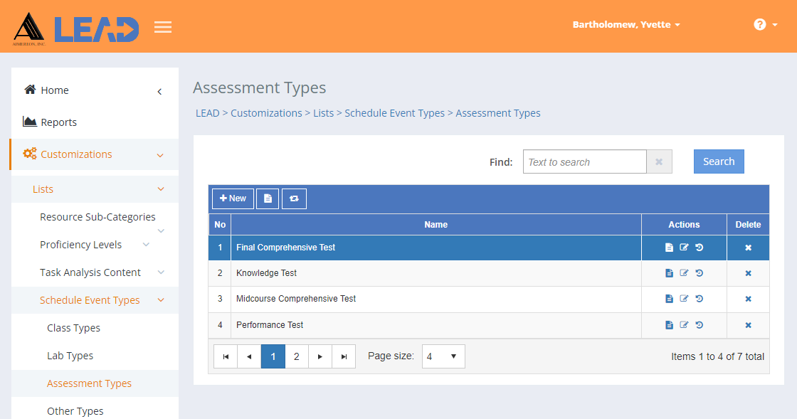 Schedule Event Types - Assessment Types Example Schedule Event Types - Assessment Types Example