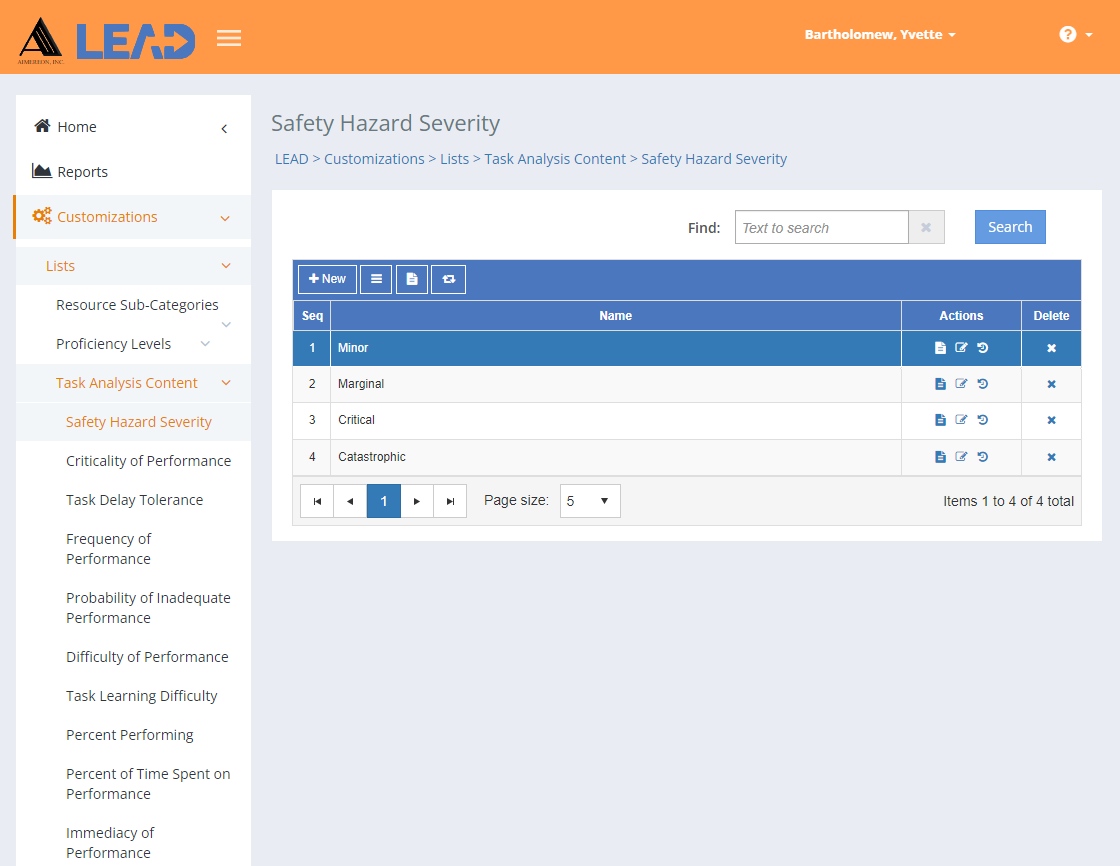 Task Analysis Content - Safety Hazard Severity Example Task Analysis Content - Safety Hazard Severity Example
