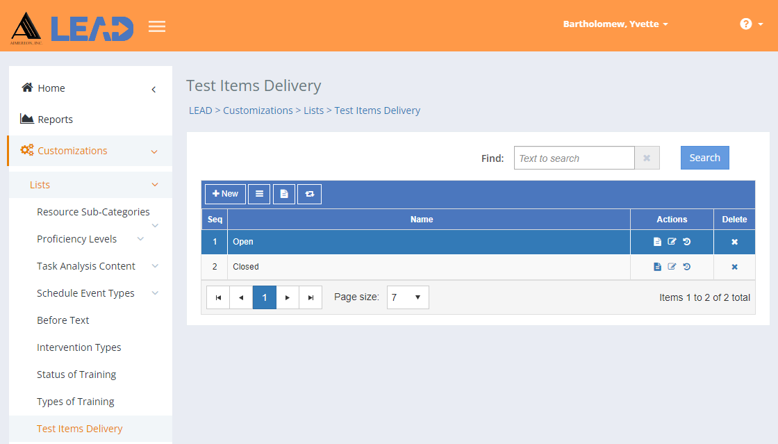 Test Items Delivery Test Items Delivery