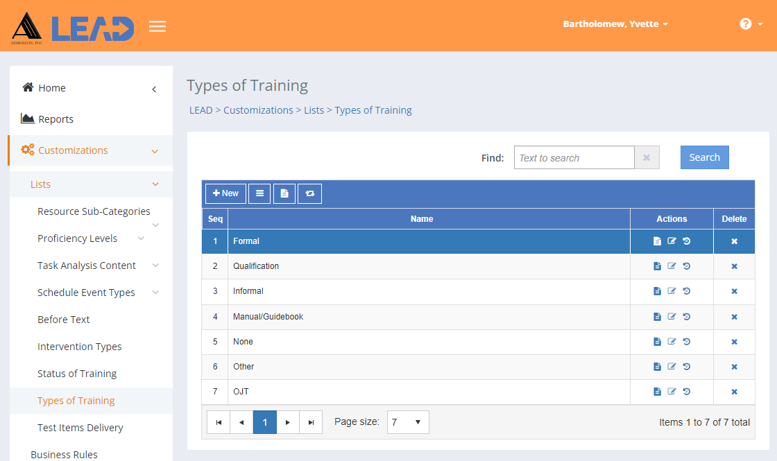 Types of Training Types of Training