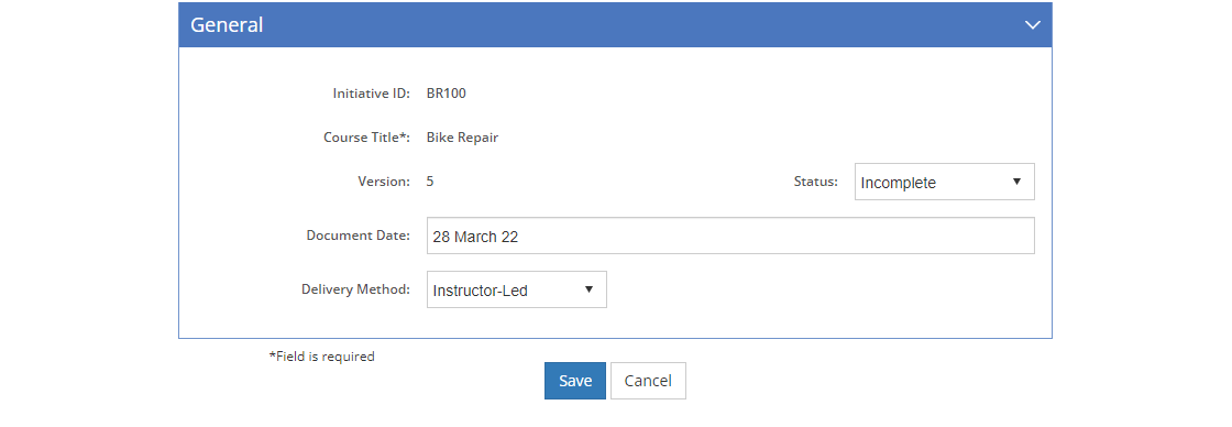 Course Level - Edit General Tab Course Level - Edit General Tab