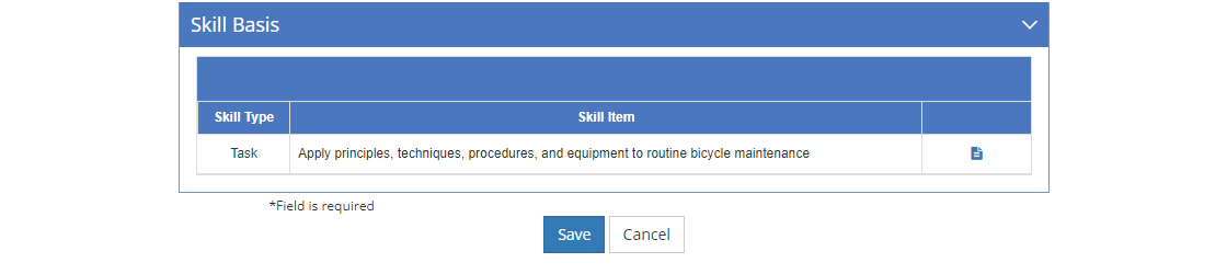 Terminal Objective Level - View Skill Basis Tab Terminal Objective Level - View Skill Basis Tab