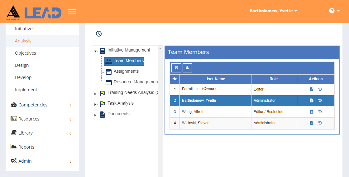 Initiative Management > Team Members Initiative Management > Team Members