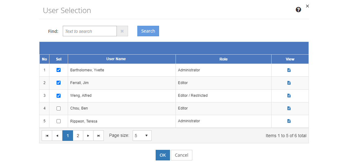 Initiative Management > Team Members > User Selection Screen Initiative Management > Team Members > User Selection Screen