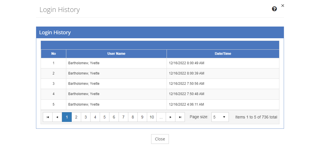 Login History Login History