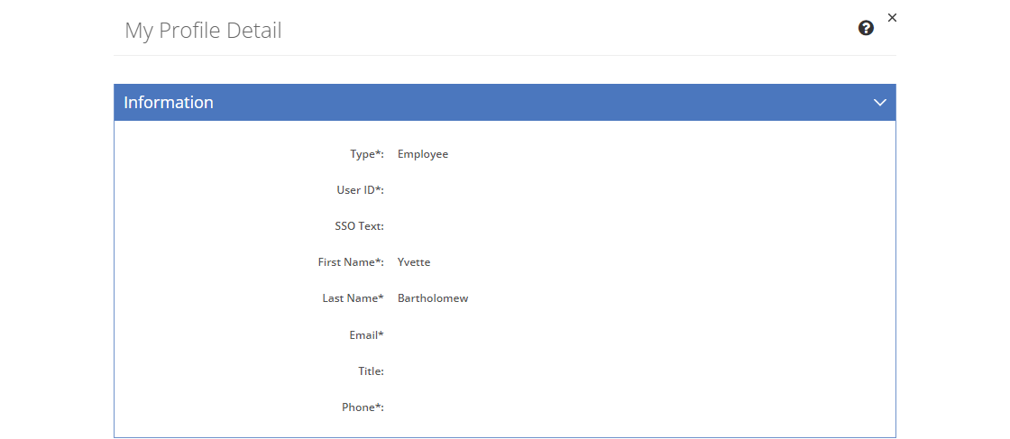 My Profile Detail - Information Tab My Profile Detail - Information Tab