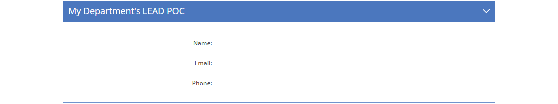 My Profile Detail - My Department's POC Tab My Profile Detail - My Department's POC Tab