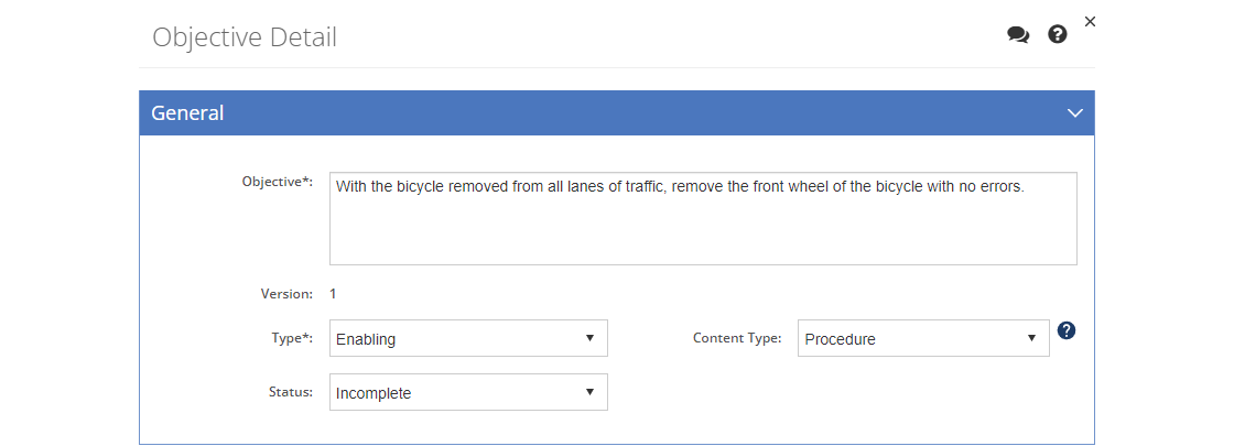 Objectives > Enabling Objective Detail Screen - General Tab Objectives > Enabling Objective Detail Screen - General Tab