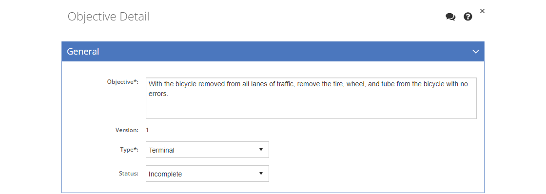 Objectives > Terminal Objective Detail Screen - General Tab Objectives > Terminal Objective Detail Screen - General Tab