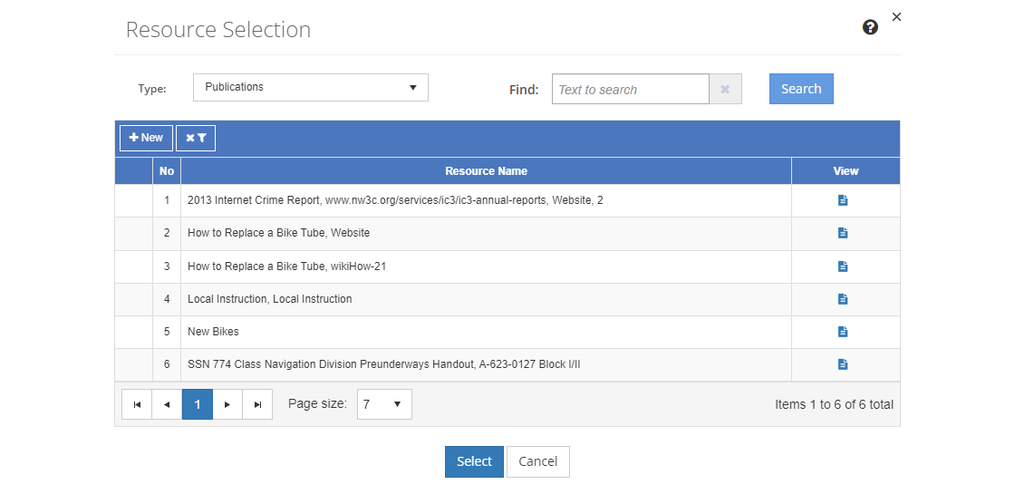 Resource Selection Screen Resource Selection Screen