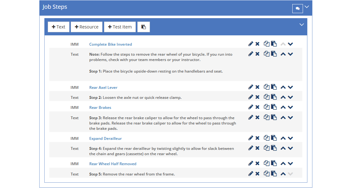 Job Sheet - Job Steps Tab Job Sheet - Job Steps Tab