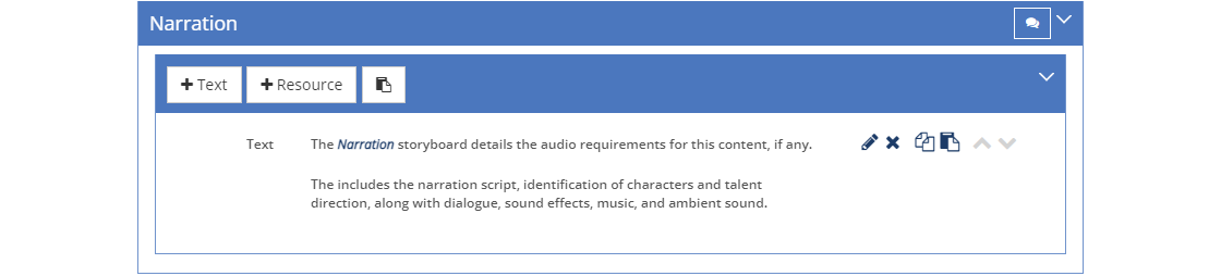 Storyboard - Narration Tab Storyboard - Narration Tab