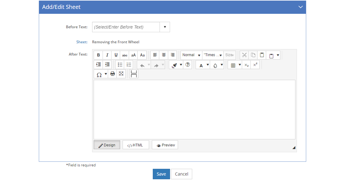 Add/Edit Sheet Screen Add/Edit Sheet Screen