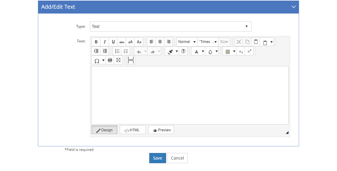 Add/Edit Text Screen Add/Edit Text Screen