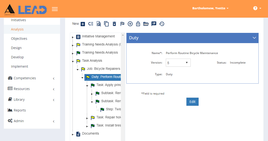 Task Analysis > Duty Task Analysis > Duty