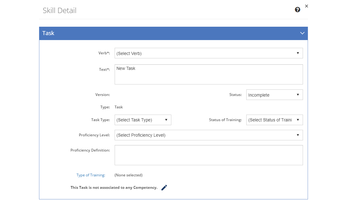 Task Analysis > Skill Detail Screen - New Task Task Analysis > Skill Detail Screen - New Task