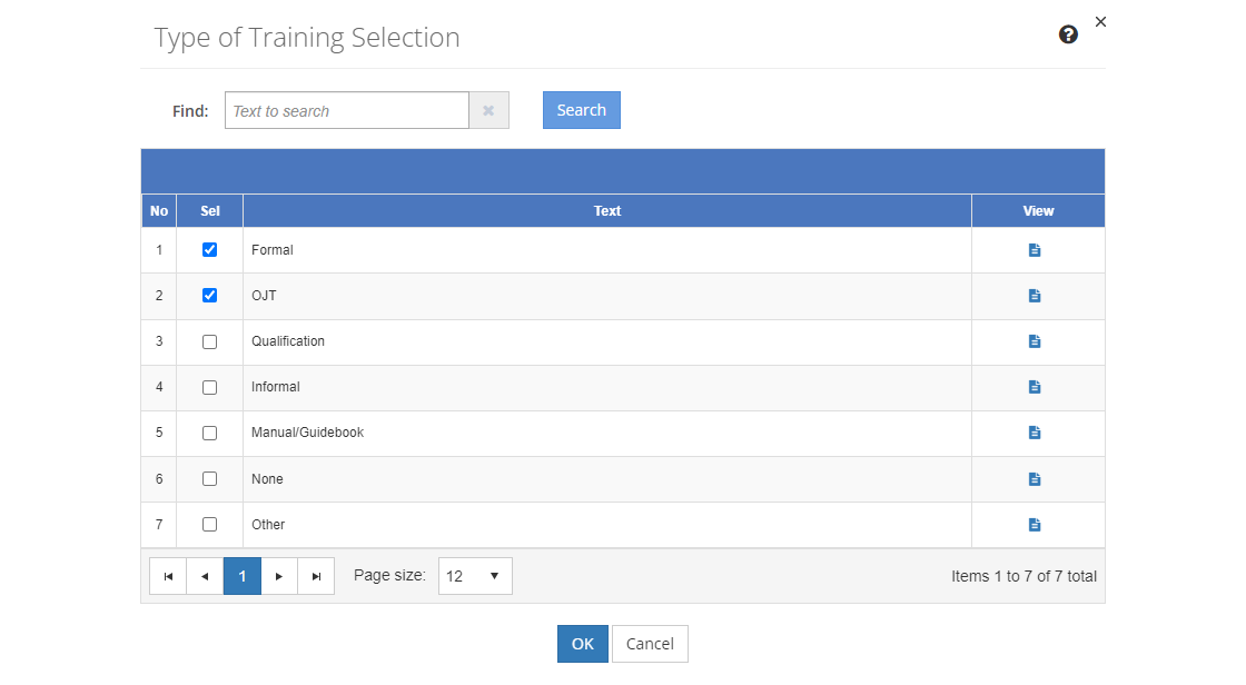 Task Analysis - Type of Training Selection Screen Task Analysis - Type of Training Selection Screen