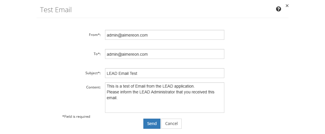 Test Email Screen