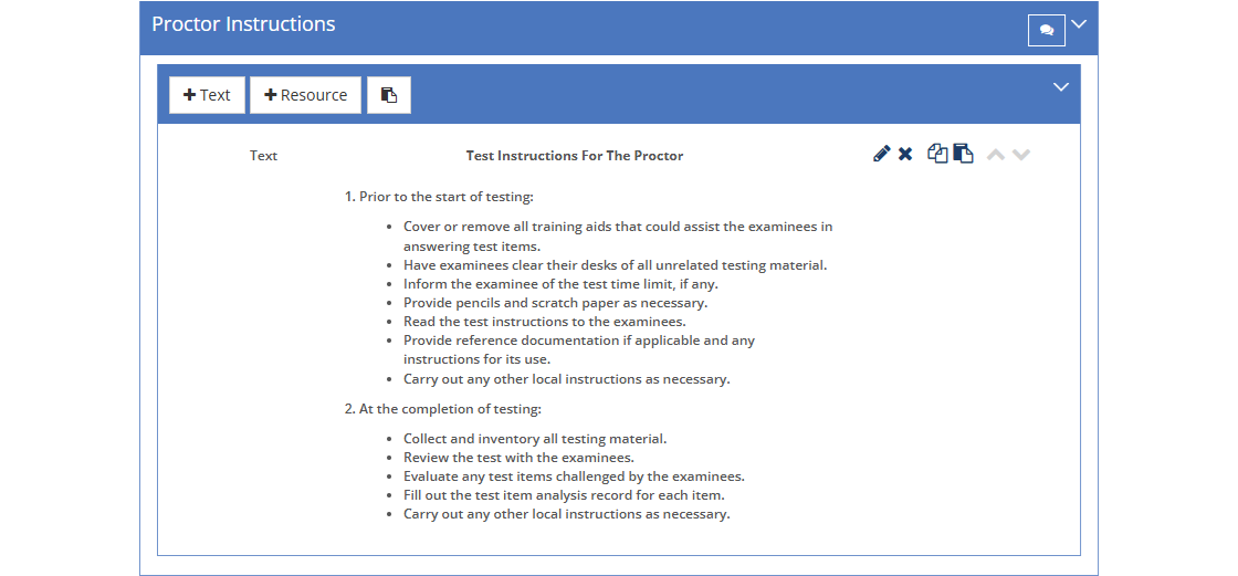 Test Instructions - Proctor Instructions Tab Test Instructions - Proctor Instructions Tab